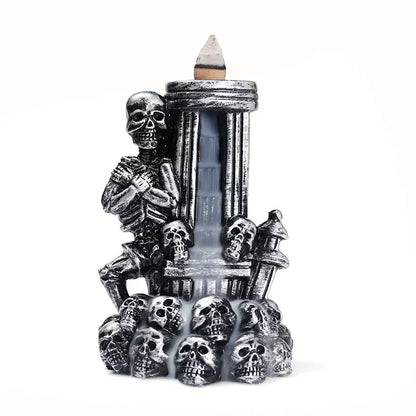 backflow aroma burner handicraft ornaments Creative European and American skull decoration sandalwood inverted incense burner